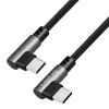 Kabel LogiLink CU0463 USB 2.0 Type-C, C/M 90° do C/M 90°, 480 Mbps, 100 W, metal, srebrno-czarny, 3 m