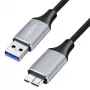 Kabel USB 3.0 Logilink CU0290, A/M do Micro-USB/M, 5 Gbps, nylon, metal, czarno-srebrny, 1 m