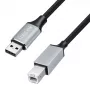 Kabel USB 2.0 Logilink CU0108, USB-A/M do USB-B/M, 480 Mbps, nylon, metal, czarny/srebrny, 3 m