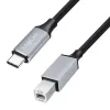 Kabel USB 2.0 Type-C Logilink CU0516, C/M do B/M, 480 Mbps, nylon, metal, czarno-srebrny, 3 m