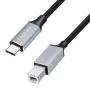 Kabel USB 2.0 Type-C Logilink CU0516, C/M do B/M, 480 Mbps, nylon, metal, czarno-srebrny, 3 m