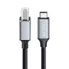 Kabel USB 2.0 Type-C Logilink CU0516, C/M do B/M, 480 Mbps, nylon, metal, czarno-srebrny, 3 m