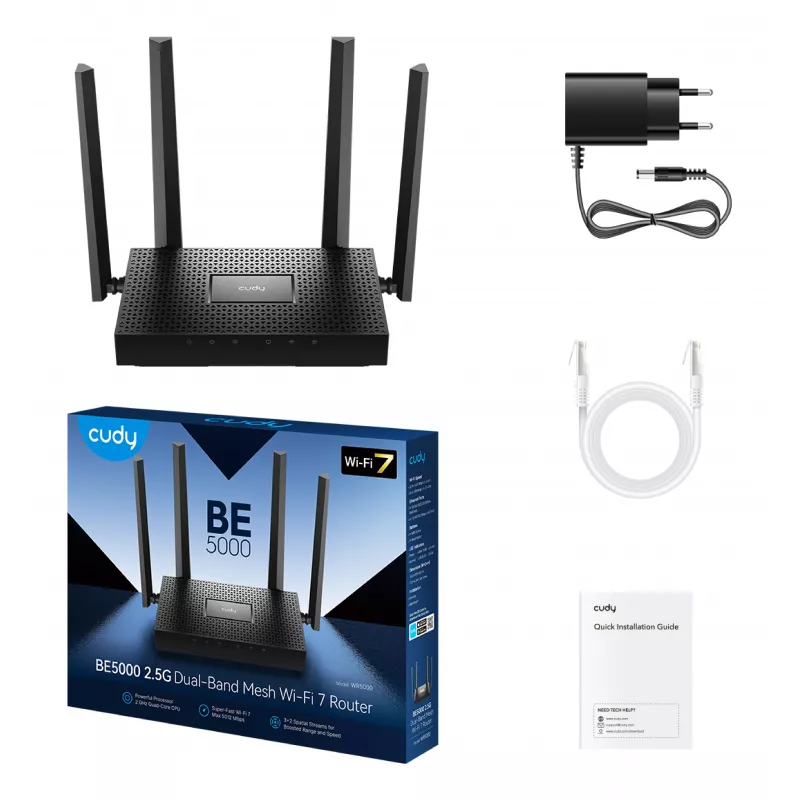CUDY WR5000 BE5000 2.5G router mesh Wi-Fi 7, 4.32 Gbps