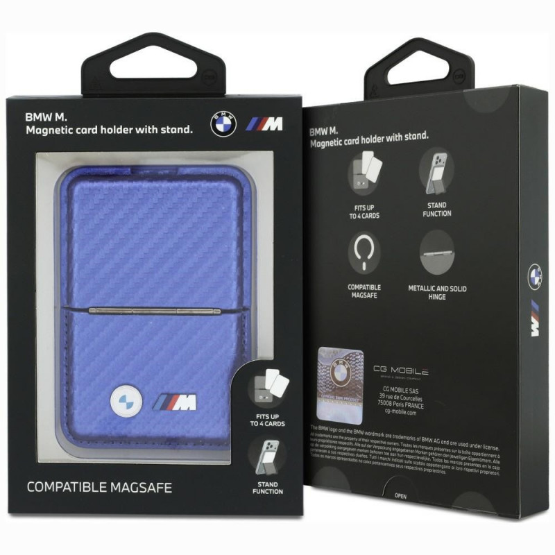 BMW M Carbon Metal Logos MagSafe portfel, niebieski