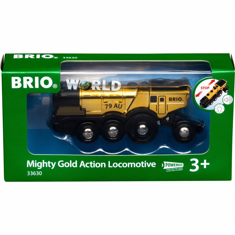 BRIO World Golden lokomotywa na baterie ze światłem i dźwiękiem (33630)