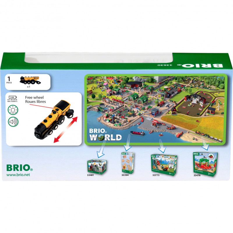 BRIO World Golden lokomotywa na baterie ze światłem i dźwiękiem (33630)
