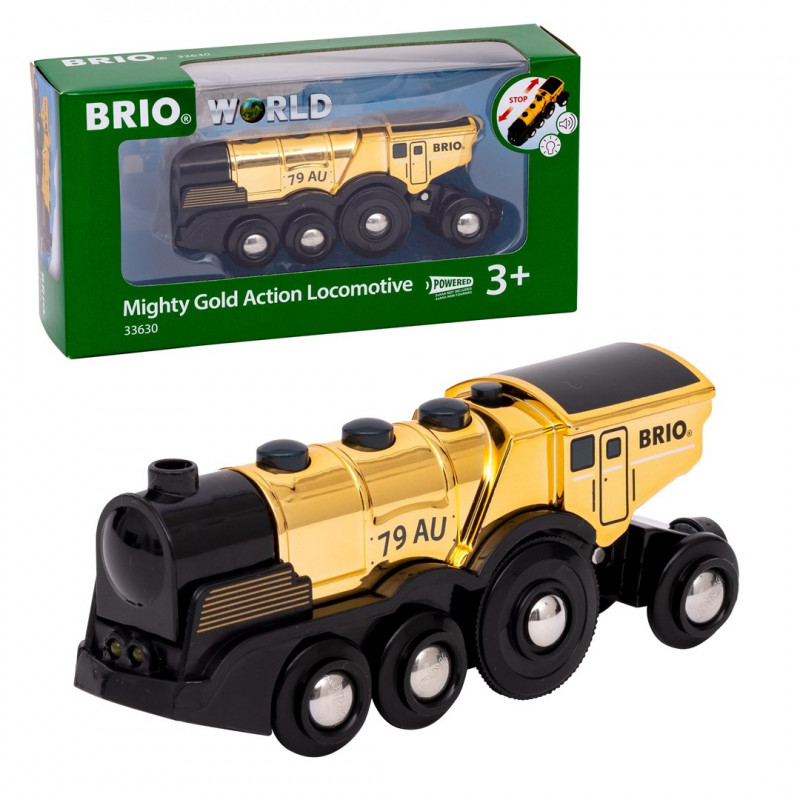 BRIO World Golden lokomotywa na baterie ze światłem i dźwiękiem (33630)