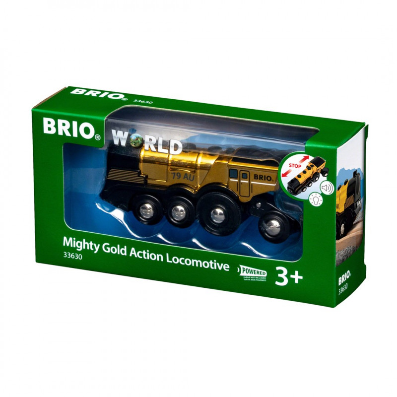 BRIO World Golden lokomotywa na baterie ze światłem i dźwiękiem (33630)