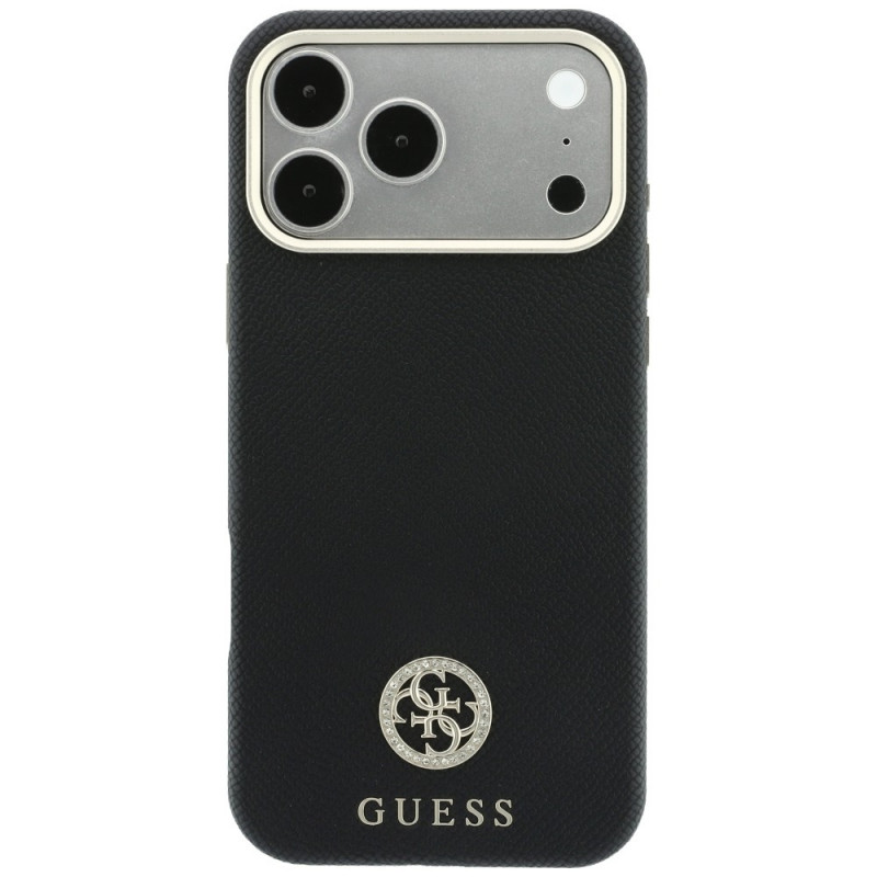 Guess GUE005537-0 Grained Round Strass Logo MagSafe etui do Apple iPhone 18 Pro Max / 17 Pro Max, czarne