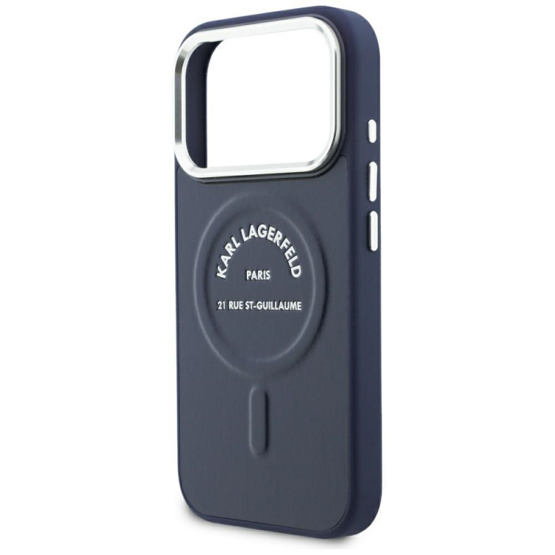 Etui Karl Lagerfeld Embossed Open Ring RSG Logo MagSafe do Apple iPhone 18 Pro Max / 17 Pro Max, niebieskie (KF003292-0)