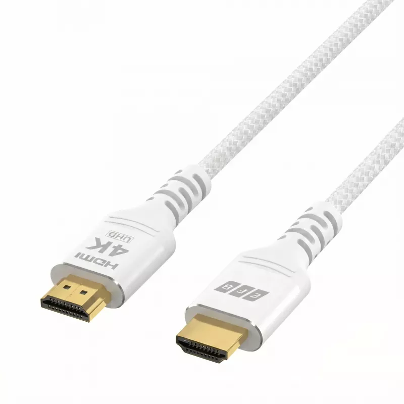EFB Elektronik HDMI-20-00013 Kabel HDMI High Speed z Ethernet, 4K60Hz, 18 Gbit/s, 2 m, biały, zgodny z HDMI 2.0