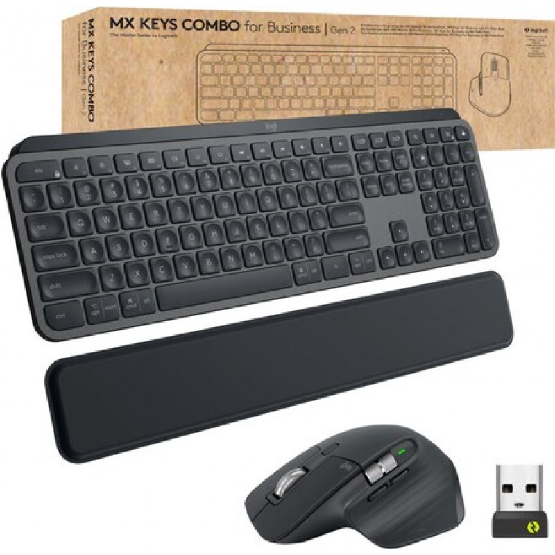 Logitech MX Keys Combo for Business zestaw klawiatury i myszy (920-010929), grafitowy, włoski QWERTY
