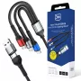 3MK Hyper Cable N-SERIES 6in1 USB-C / USB-A na USB-C / MicroUSB / Lightning, kabel QC 3.0, 18 W (9 V / 2 A), 1.2 m, czarny