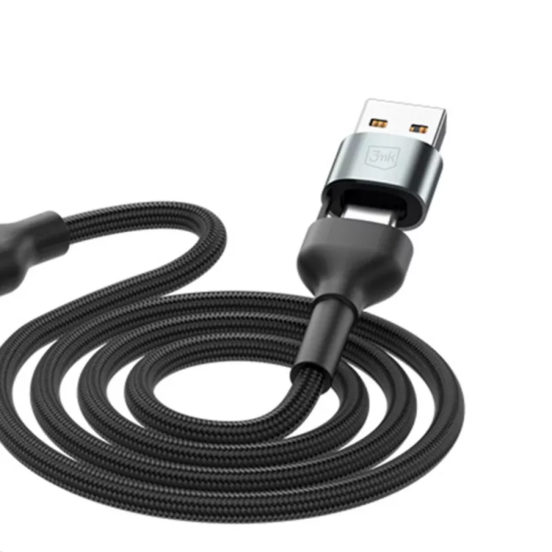3MK Hyper Cable N-SERIES 6in1 USB-C / USB-A na USB-C / MicroUSB / Lightning, kabel QC 3.0, 18 W (9 V / 2 A), 1.2 m, czarny