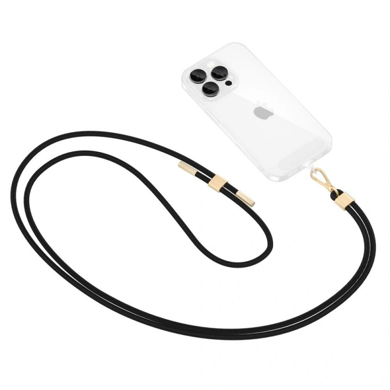Tech-Protect C2S linkowa smycz crossbody do telefonu, Czarny/złoty