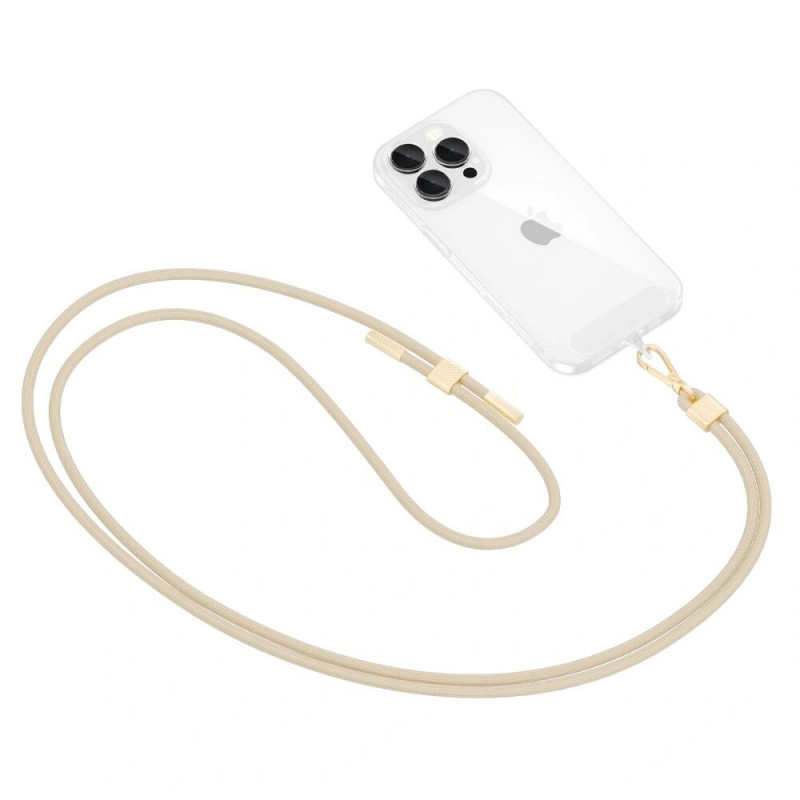 Tech-Protect C2S linkowa smycz crossbody do telefonu, Beżowy/złoty