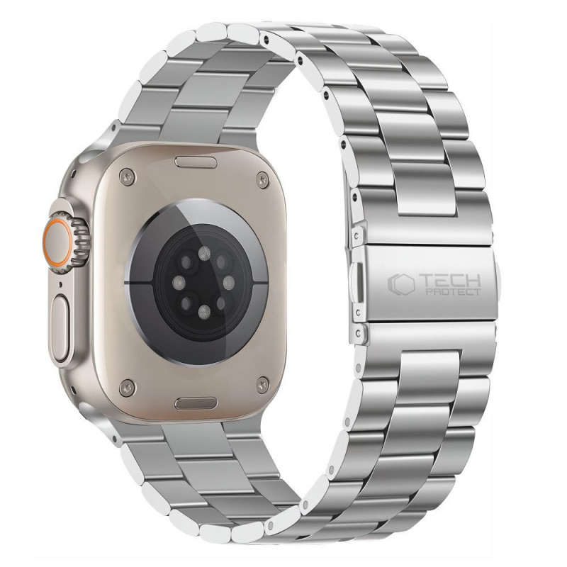 Tech-Protect Stainless pasek ze stali nierdzewnej do Apple Watch 8 / 9 / 10 / 11 / 12 / SE / Ultra (44 / 45 / 46 / 49 mm), srebrny