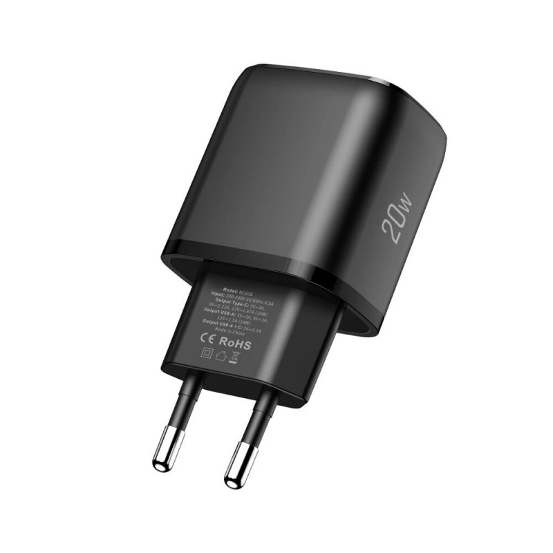 Tech-Protect NCA20 ładowarka sieciowa USB-A / USB-C PD 20W / QC3.0, czarna