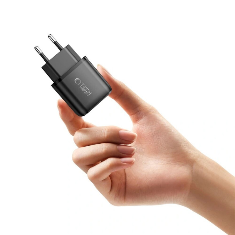 Tech-Protect NCA20 ładowarka sieciowa USB-A / USB-C PD 20W / QC3.0, czarna