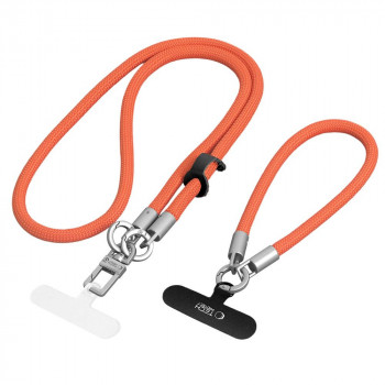 Tech-Protect C10S Rope Crossbody & Wrist zestaw smyczy do telefonu, pomarańczowy/tytanowy
