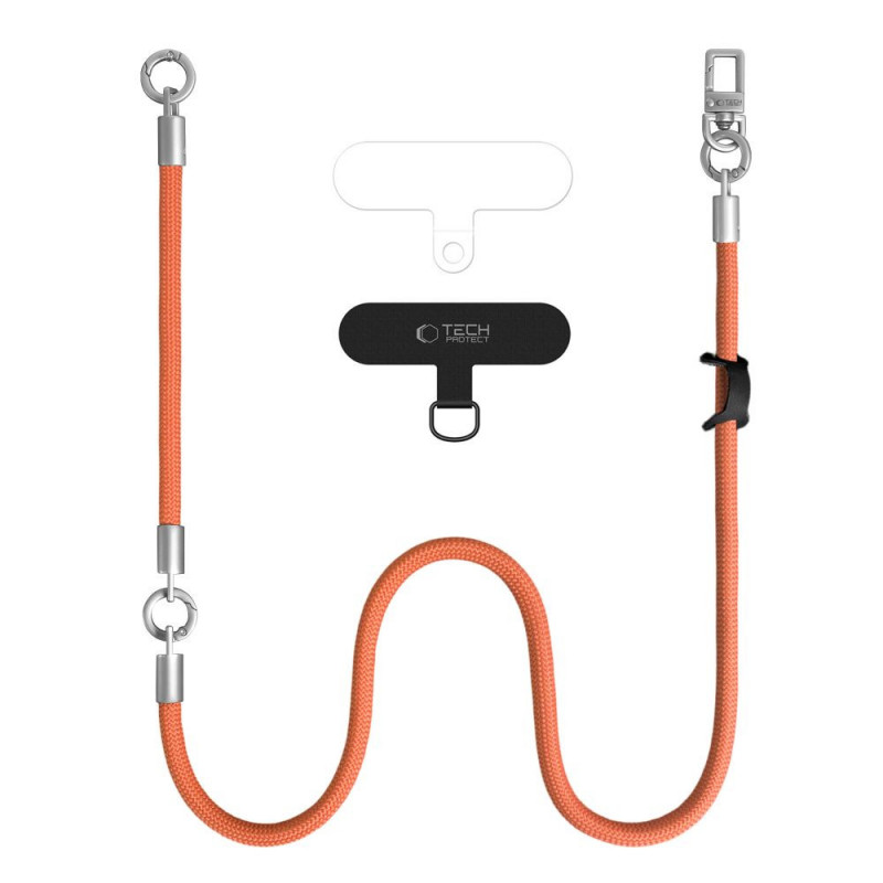 Tech-Protect C10S Rope Crossbody & Wrist zestaw smyczy do telefonu, pomarańczowy/tytanowy