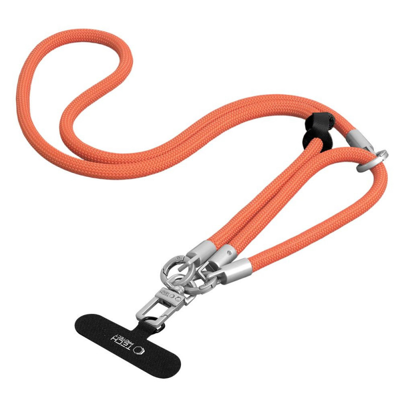 Tech-Protect C10S Rope Crossbody & Wrist zestaw smyczy do telefonu, pomarańczowy/tytanowy