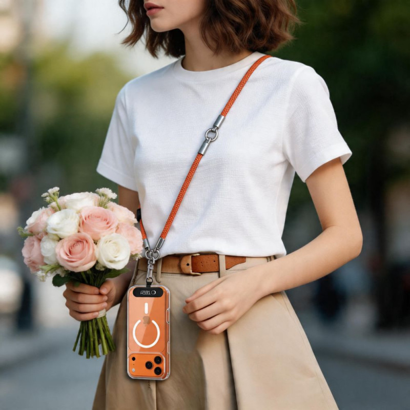 Tech-Protect C10S Rope Crossbody & Wrist zestaw smyczy do telefonu, pomarańczowy/tytanowy