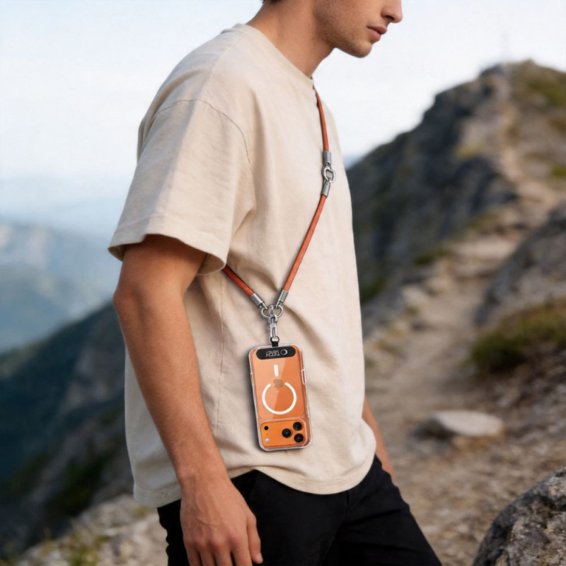 Tech-Protect C10S Rope Crossbody & Wrist zestaw smyczy do telefonu, pomarańczowy/tytanowy