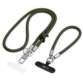 Tech-Protect C10S Rope Crossbody & Wrist zestaw smyczy do telefonu, oliwkowy/tytanowy