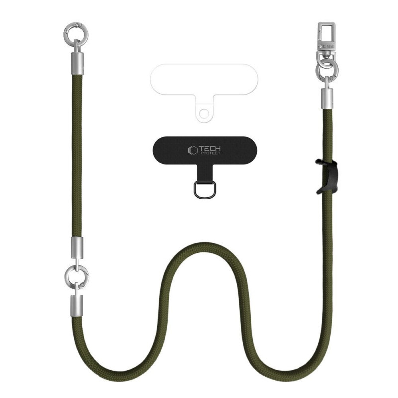 Tech-Protect C10S Rope Crossbody & Wrist zestaw smyczy do telefonu, oliwkowy/tytanowy