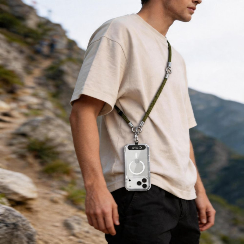 Tech-Protect C10S Rope Crossbody & Wrist zestaw smyczy do telefonu, oliwkowy/tytanowy