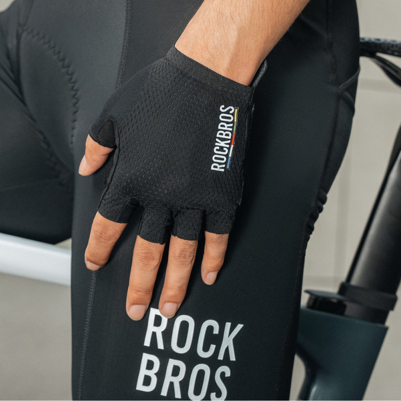 Rockbros TLS004 ROAD TO SKY rękawiczki rowerowe krótkie amortyzujące L, czarne
