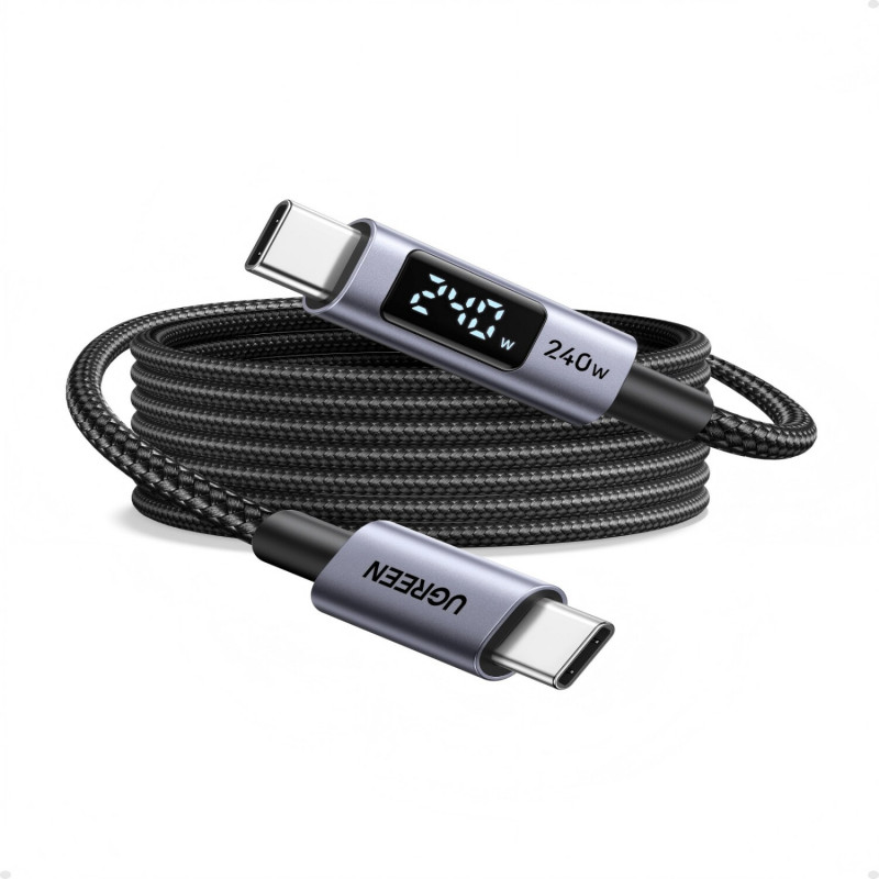 Ugreen L530 kabel USB-C na USB-C, PD 240 W, 480 Mbps, z wyświetlaczem, 2 m, czarny