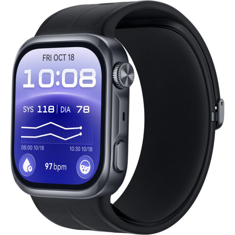Huawei Watch D3 Riva-B10 smartwatch 46 mm, aluminiowa koperta, gumowy pasek, czarny (55020KBU)