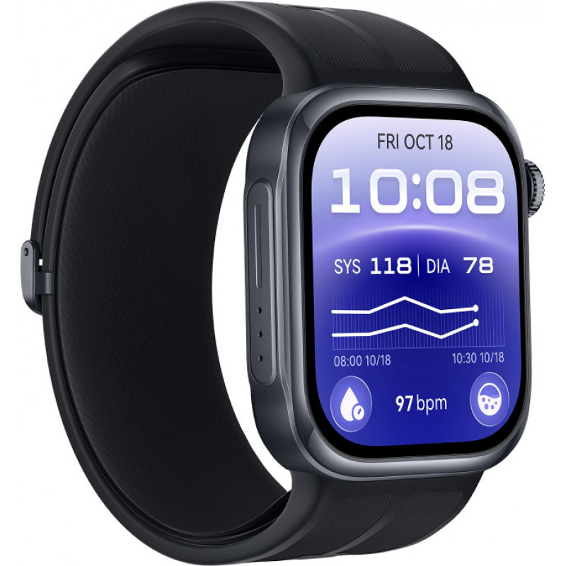 Huawei Watch D3 Riva-B10 smartwatch 46 mm, aluminiowa koperta, gumowy pasek, czarny (55020KBU)