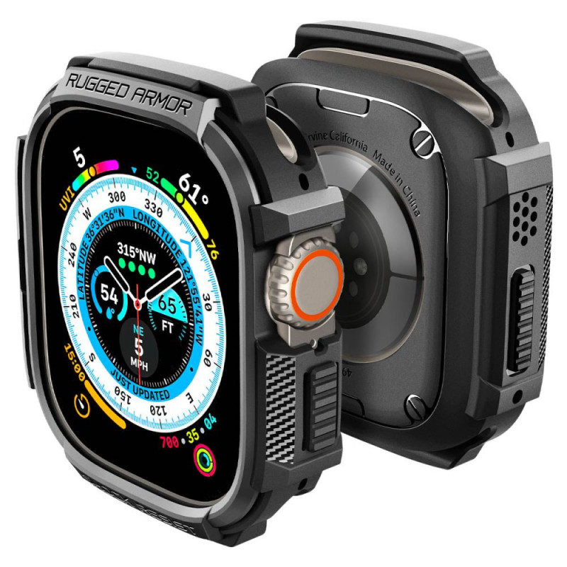 Spigen Rugged Armor etui na Apple Watch Ultra 49 mm, czarne matowe