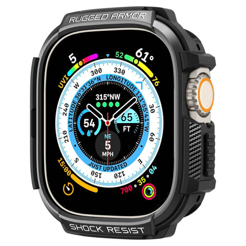 Spigen Rugged Armor etui na Apple Watch Ultra 49 mm, czarne matowe