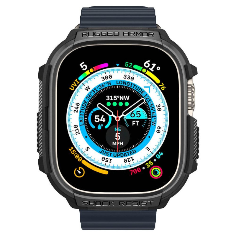 Spigen Rugged Armor etui na Apple Watch Ultra 49 mm, czarne matowe