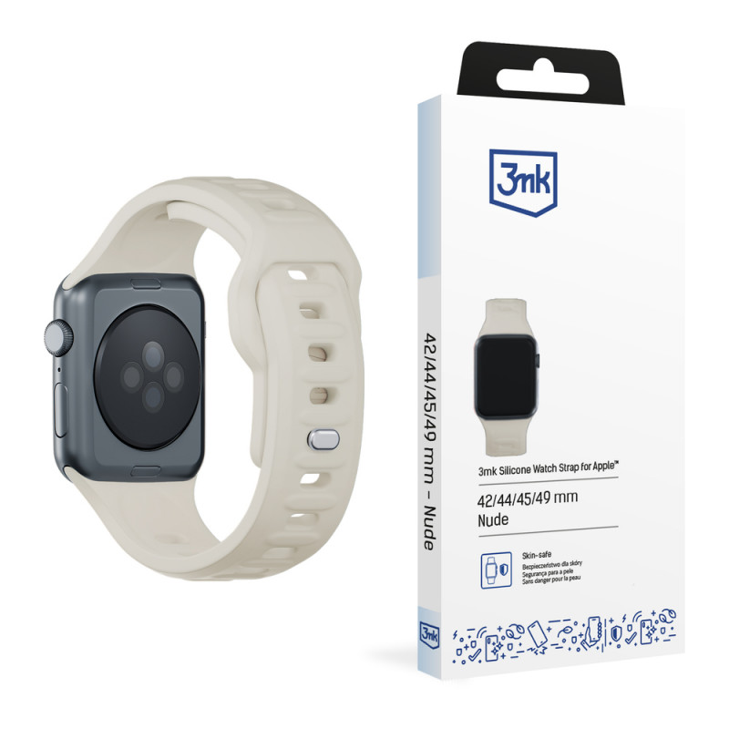 3mk silikonowy pasek do Apple Watch 42/44/45/49 mm, beżowy
