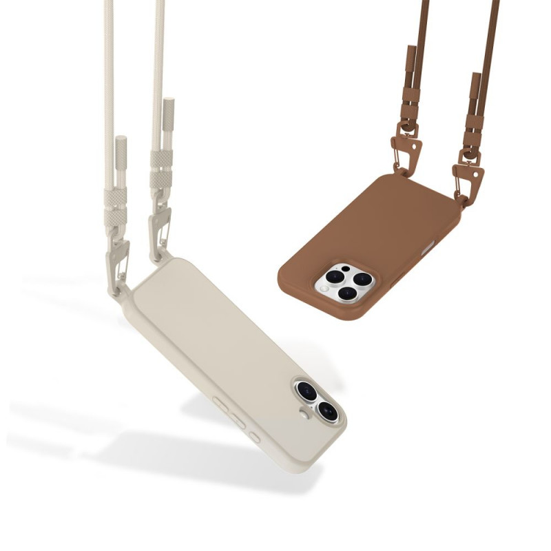 Tech-Protect MagNecklace MagSafe Etui ze smyczą do Apple iPhone 16, Beżowe