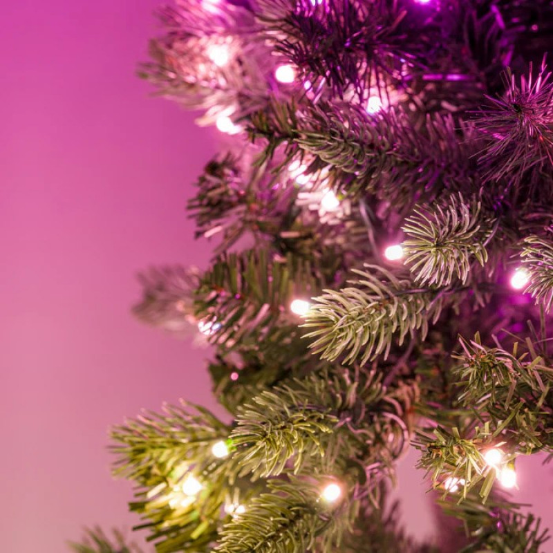 Wieniec Twinkly z 50 diodami RGB LED, zielony przewód, wtyk typu C, 60 cm