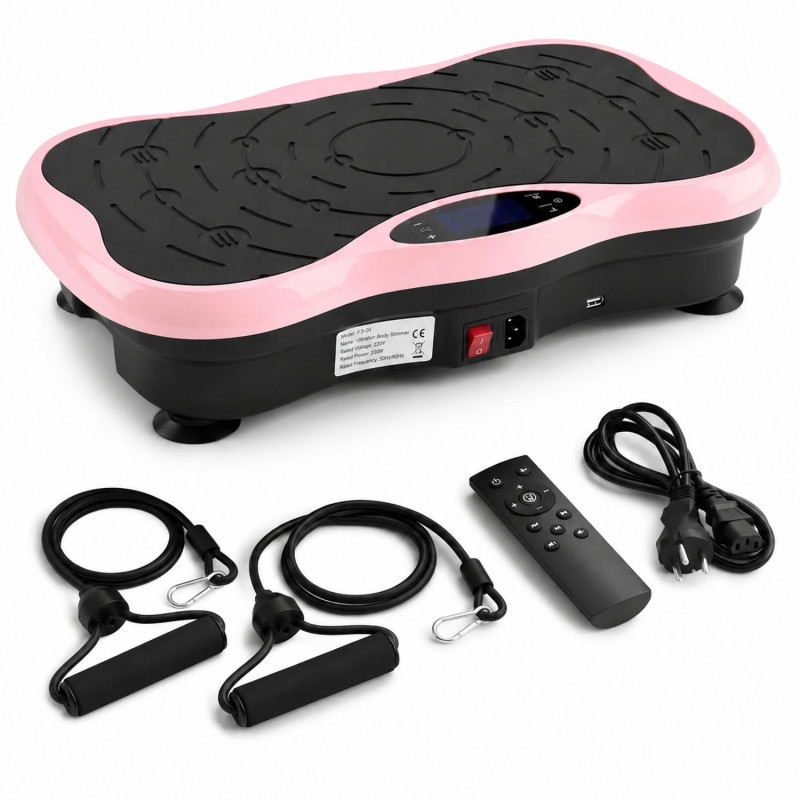 Extralink Moonwalk SpinMove platforma do ćwiczeń wibracyjnych do fitnessu, 200 W, różowa