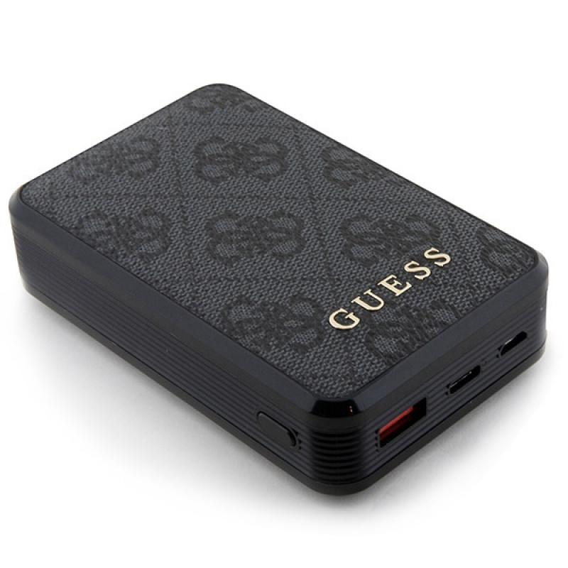 Guess GUPB10DP4GEGK Power Bank 10000 mAh, 18 W, 4G Leather Metal Logo, czarny