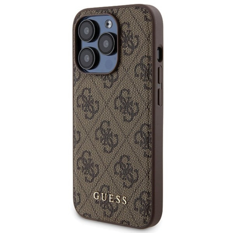 Guess GUBPM5P15X4GEMGW Etui twarde na Apple iPhone 15 Pro Max + power bank MagSafe 5000 mAh, 4G Metal Logo, brązowy