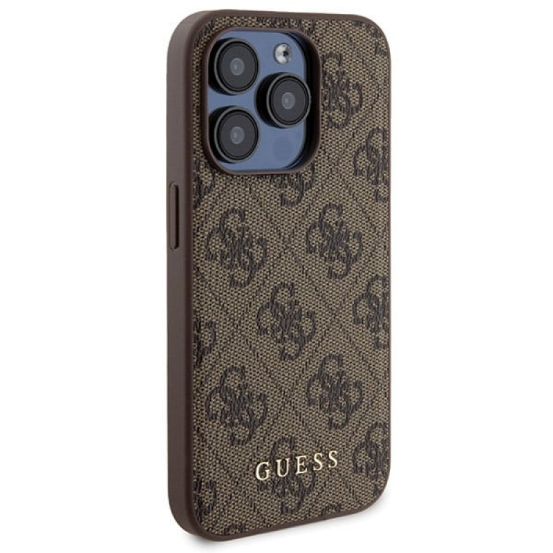 Guess GUBPM5P15X4GEMGW Etui twarde na Apple iPhone 15 Pro Max + power bank MagSafe 5000 mAh, 4G Metal Logo, brązowy