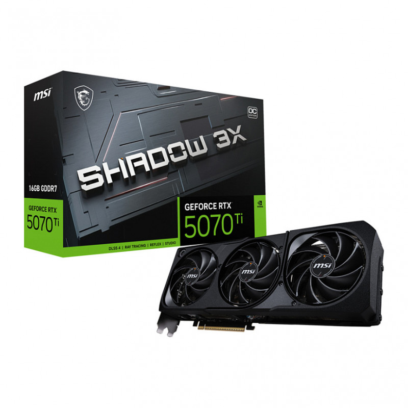 Karta graficzna MSI GeForce RTX 5070 Ti 16G Shadow 3X OC, 16 GB GDDR7, 3 wentylatory