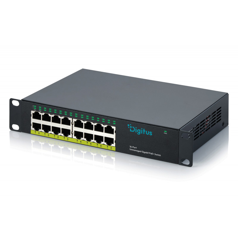 DIGITUS DN-95334 10 Gigabit 16-portowy niezarządzany switch PoE+ (120 W)