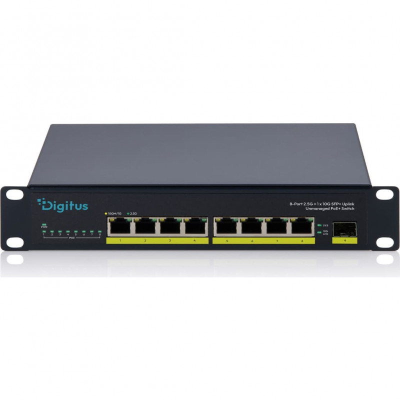 DIGITUS DN-95333 10 Gigabit 8-portowy niezarządzalny switch PoE+ (80 W)