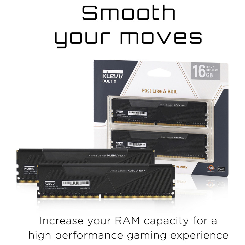 Klevv BOLT X KD48GU880-36A180U zestaw pamięci DDR4, 16 GB (2 x 8 GB), 3600 MHz