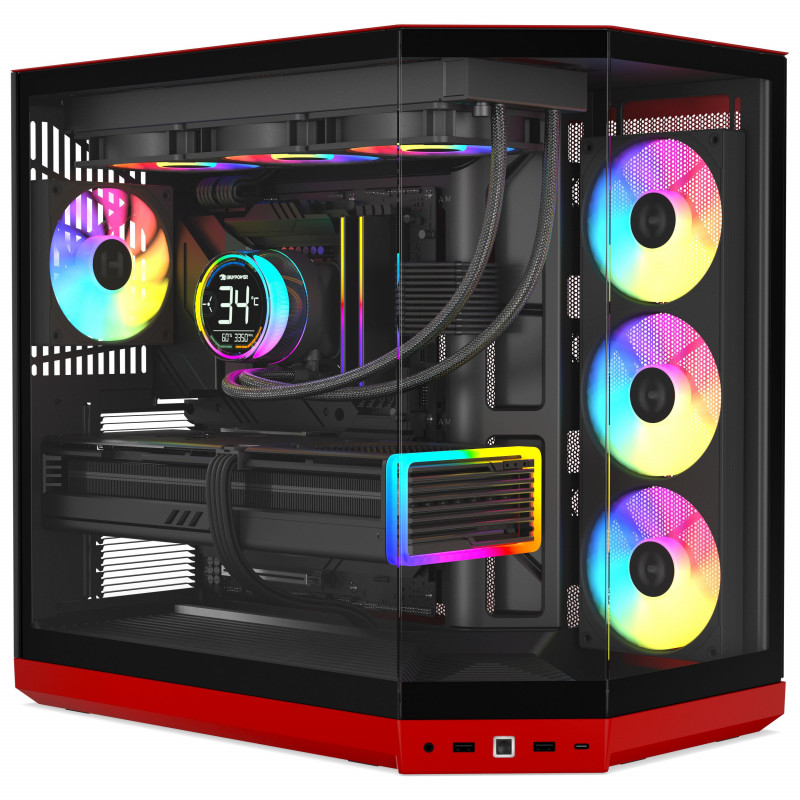 Obudowa PC HYTE Y50 Wild Cherry, czerwona, szkło hartowane x 3